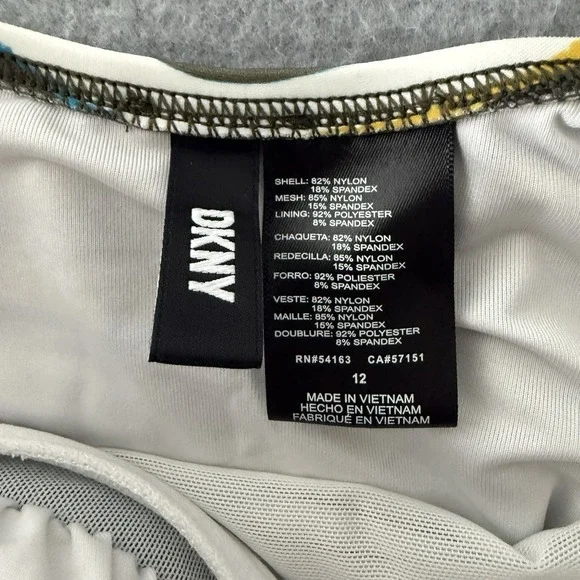 DKNY Zebra Multicolor Stripe Ruffle One Piece Swimsuit Women's 12 Swimming Suit - Picture 8 of 13